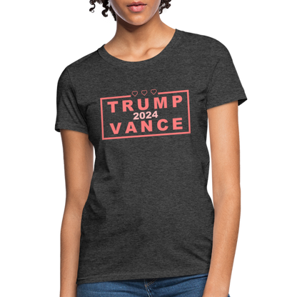 Trump Vance 2024 Women's T-Shirt (Pink Letters) - heather black