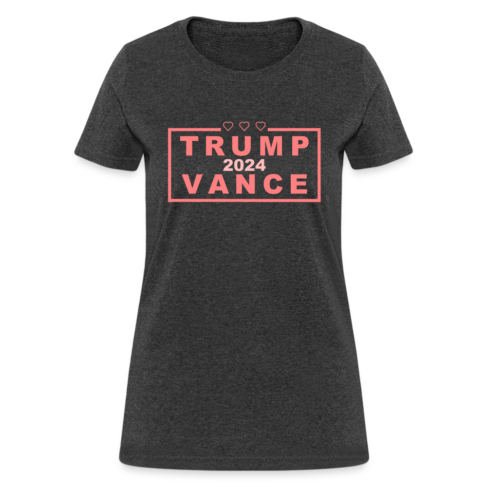 Trump Vance 2024 Women's T-Shirt (Pink Letters) - heather black