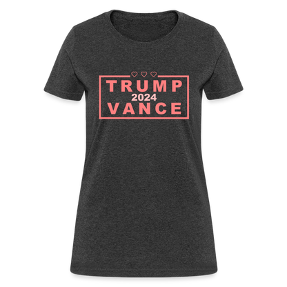 Trump Vance 2024 Women's T-Shirt (Pink Letters) - heather black