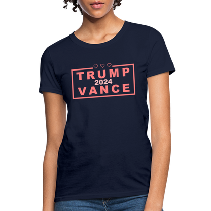 Trump Vance 2024 Women's T-Shirt (Pink Letters) - navy