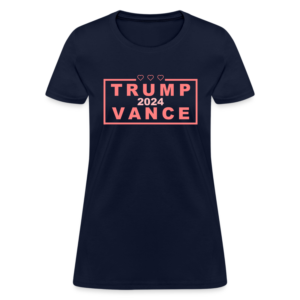 Trump Vance 2024 Women's T-Shirt (Pink Letters) - navy