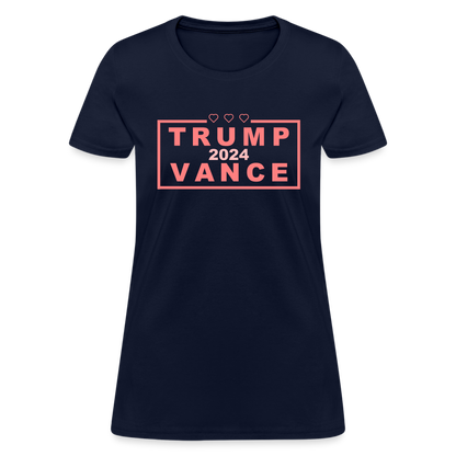 Trump Vance 2024 Women's T-Shirt (Pink Letters) - navy