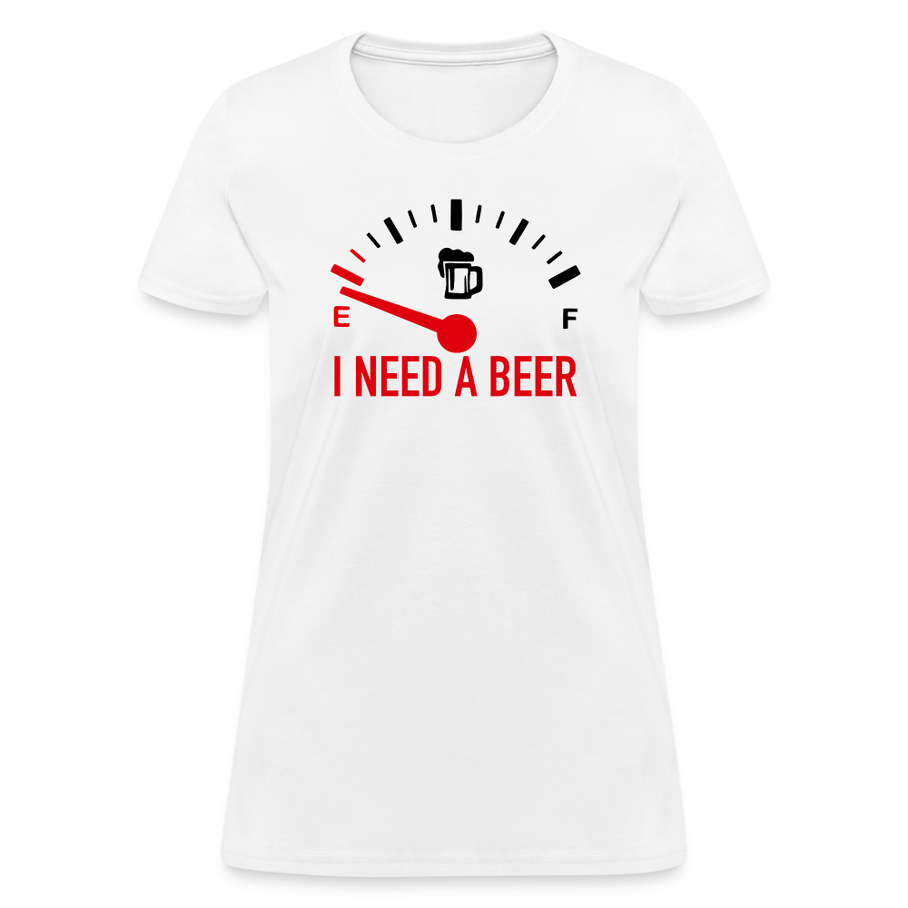 I Need a Beer Women's T-Shirt (Funny Drinking Tee) - white