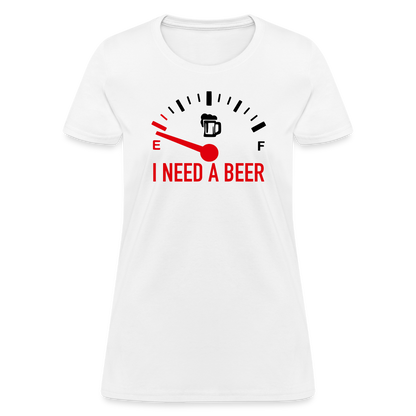 I Need a Beer Women's T-Shirt (Funny Drinking Tee) - white