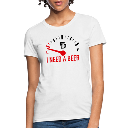 I Need a Beer Women's T-Shirt (Funny Drinking Tee) - white