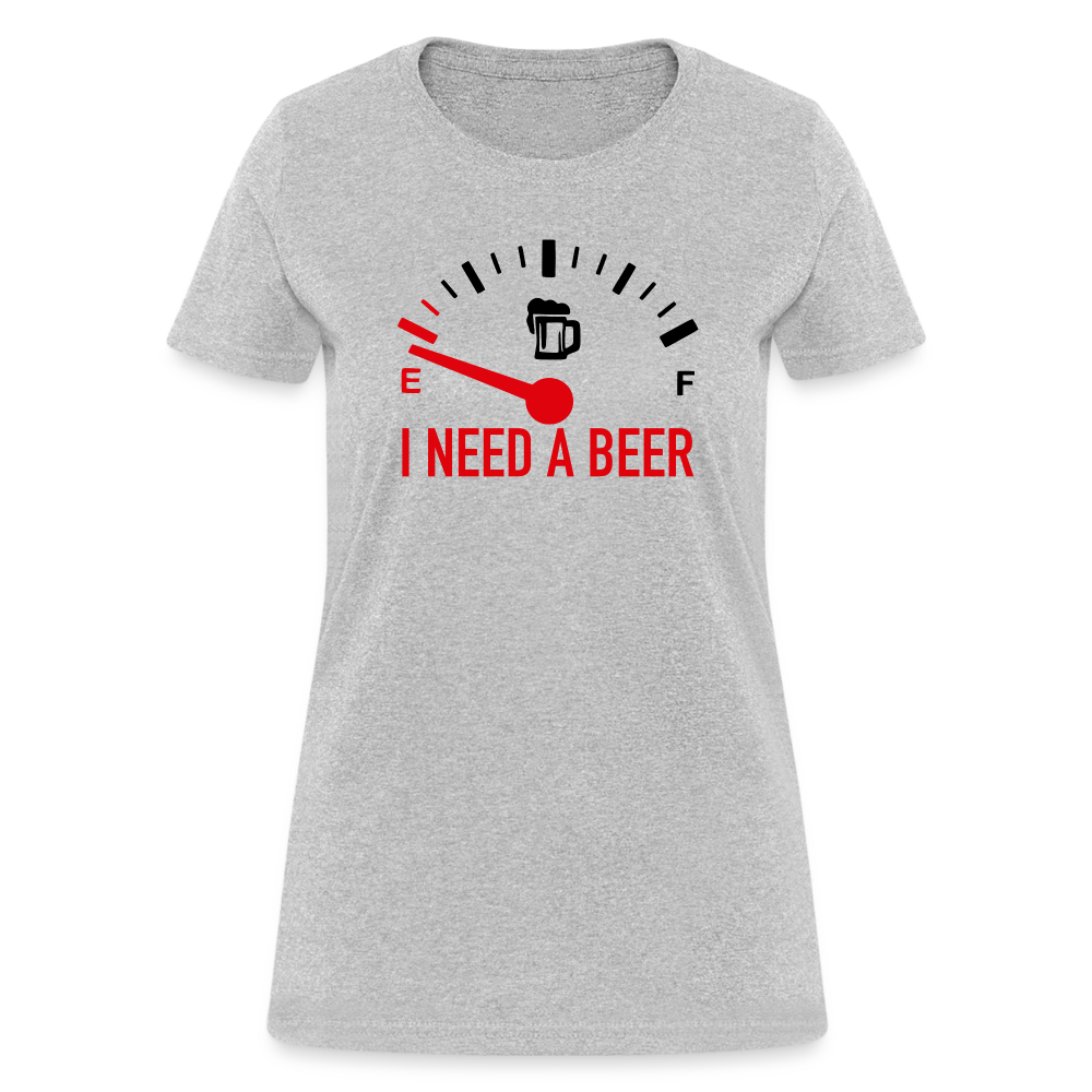 I Need a Beer Women's T-Shirt (Funny Drinking Tee) - heather gray