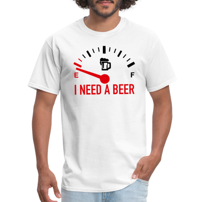 I Need a Beer T-Shirt (Funny Drinking Tee) - white