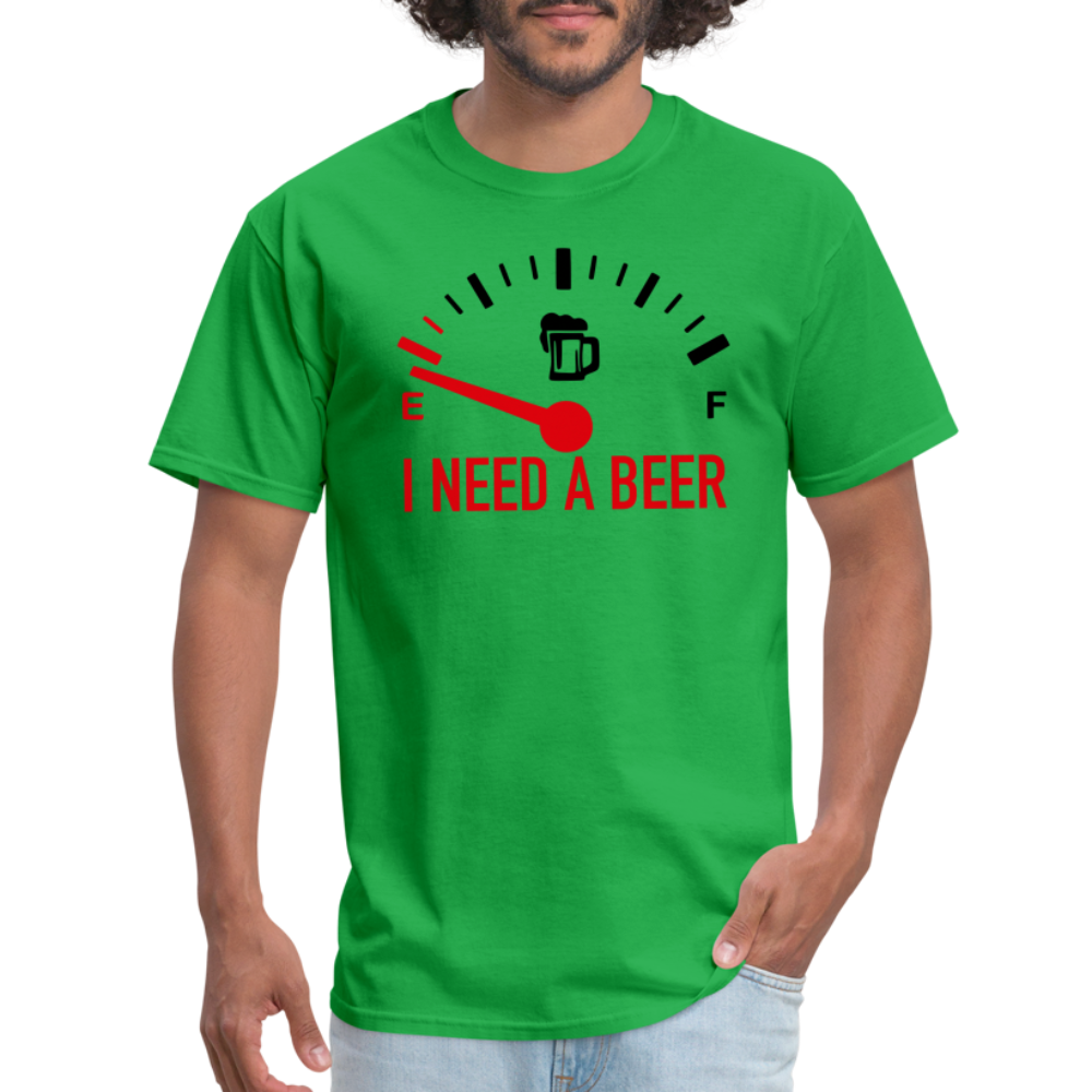 I Need a Beer T-Shirt (Funny Drinking Tee) - bright green