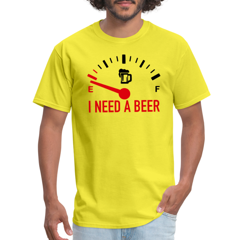 I Need a Beer T-Shirt (Funny Drinking Tee) - yellow