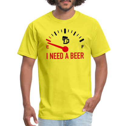 I Need a Beer T-Shirt (Funny Drinking Tee) - yellow