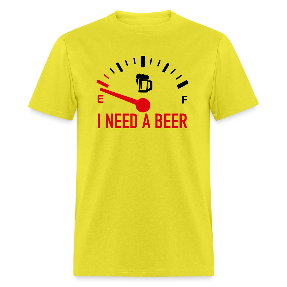 I Need a Beer T-Shirt (Funny Drinking Tee) - yellow