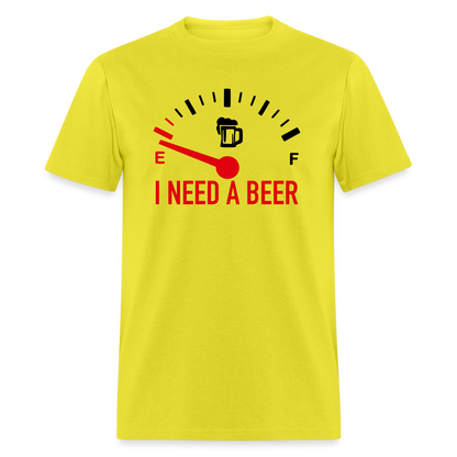 I Need a Beer T-Shirt (Funny Drinking Tee) - yellow