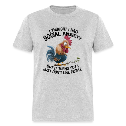 Social Anxiety - I Just Don't Like People T-Shirt (Funny Chicken Tee) - heather gray