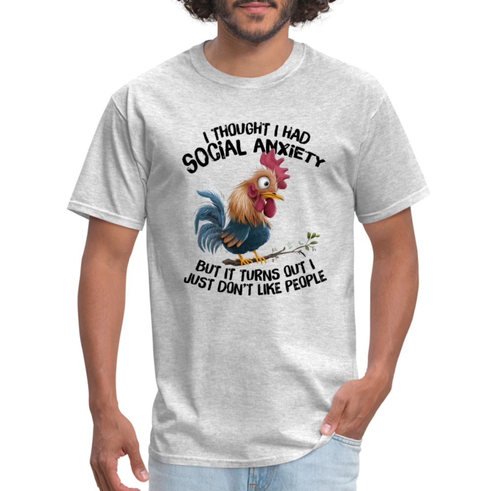 Social Anxiety - I Just Don't Like People T-Shirt (Funny Chicken Tee) - heather gray