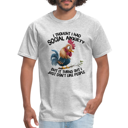 Social Anxiety - I Just Don't Like People T-Shirt (Funny Chicken Tee) - heather gray