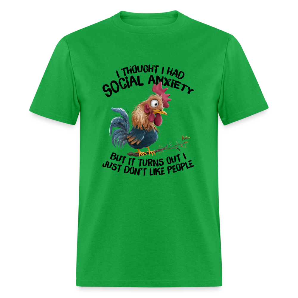 Social Anxiety - I Just Don't Like People T-Shirt (Funny Chicken Tee) - bright green