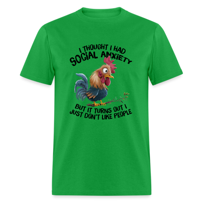 Social Anxiety - I Just Don't Like People T-Shirt (Funny Chicken Tee) - bright green