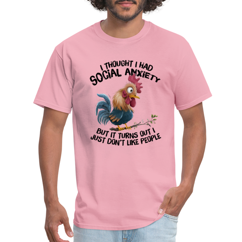 Social Anxiety - I Just Don't Like People T-Shirt (Funny Chicken Tee) - pink