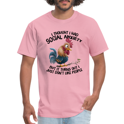 Social Anxiety - I Just Don't Like People T-Shirt (Funny Chicken Tee) - pink