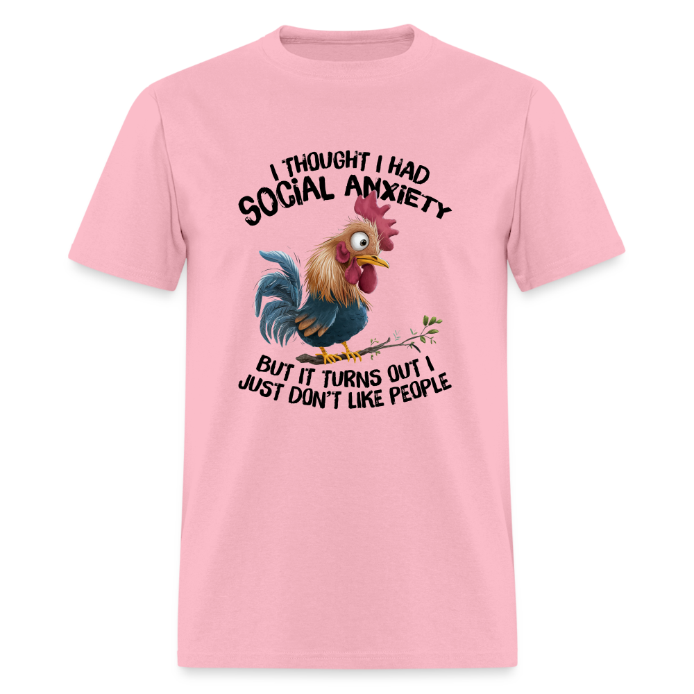 Social Anxiety - I Just Don't Like People T-Shirt (Funny Chicken Tee) - pink