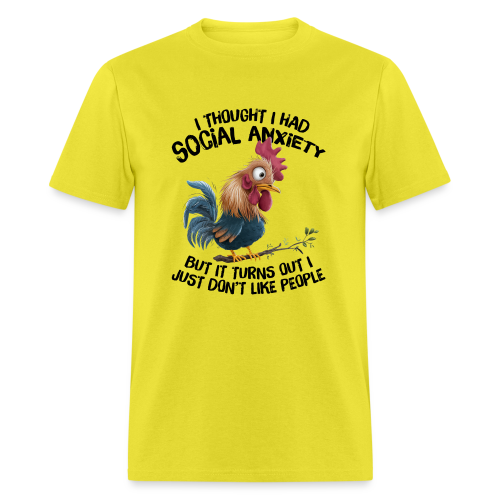 Social Anxiety - I Just Don't Like People T-Shirt (Funny Chicken Tee) - yellow