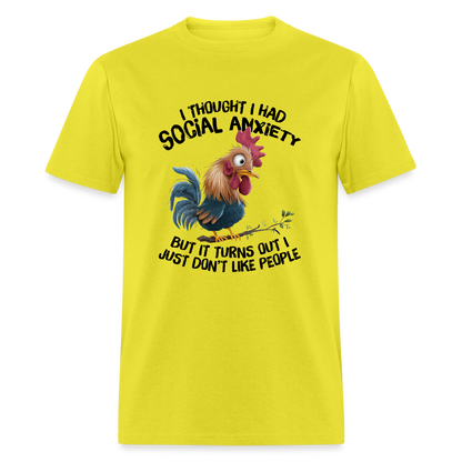 Social Anxiety - I Just Don't Like People T-Shirt (Funny Chicken Tee) - yellow