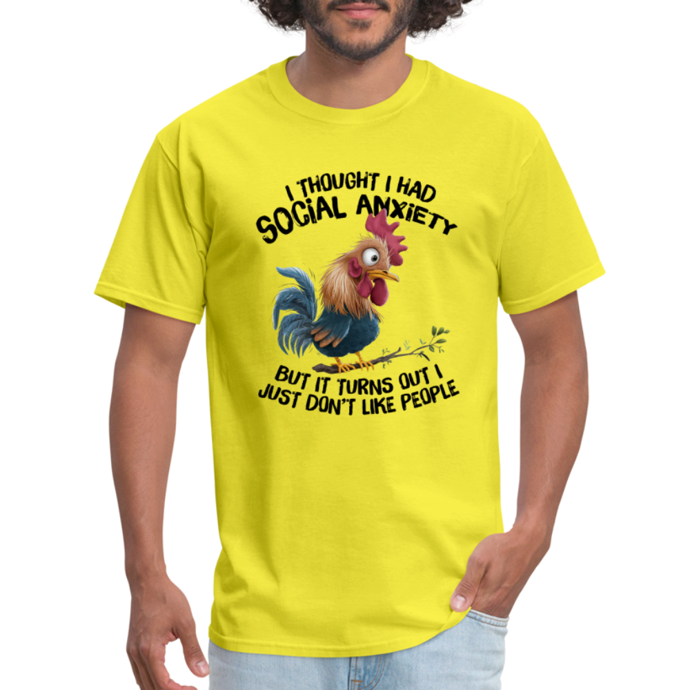 Social Anxiety - I Just Don't Like People T-Shirt (Funny Chicken Tee) - yellow