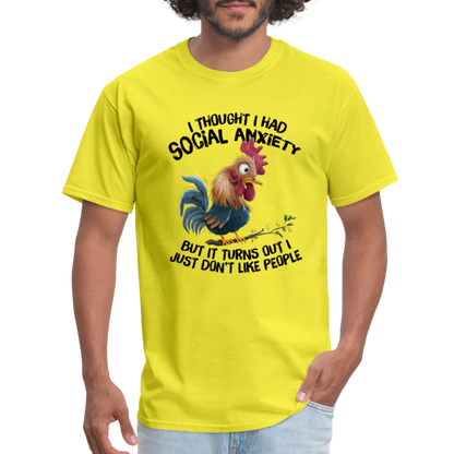 Social Anxiety - I Just Don't Like People T-Shirt (Funny Chicken Tee) - yellow