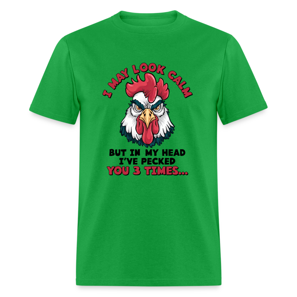 In My Head I Pecked You Three Times T-Shirt (Funny Chicken Tee) - bright green