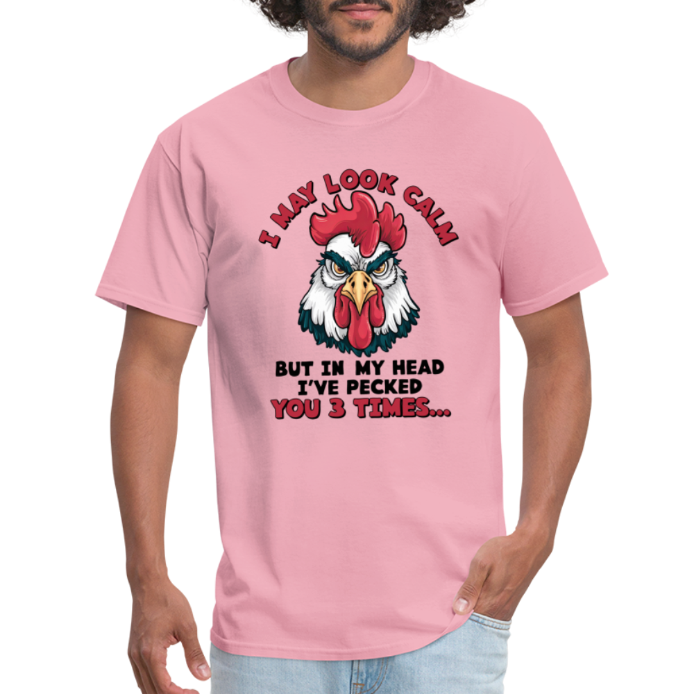 In My Head I Pecked You Three Times T-Shirt (Funny Chicken Tee) - pink