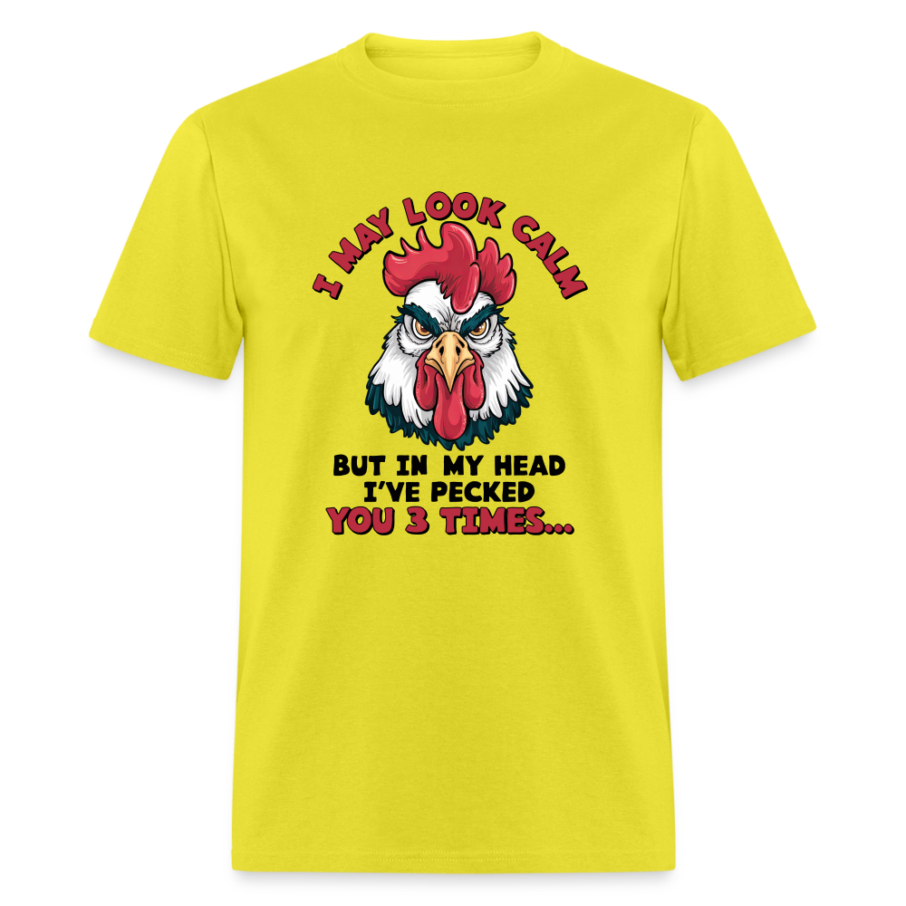 In My Head I Pecked You Three Times T-Shirt (Funny Chicken Tee) - yellow