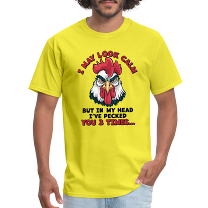 In My Head I Pecked You Three Times T-Shirt (Funny Chicken Tee) - yellow