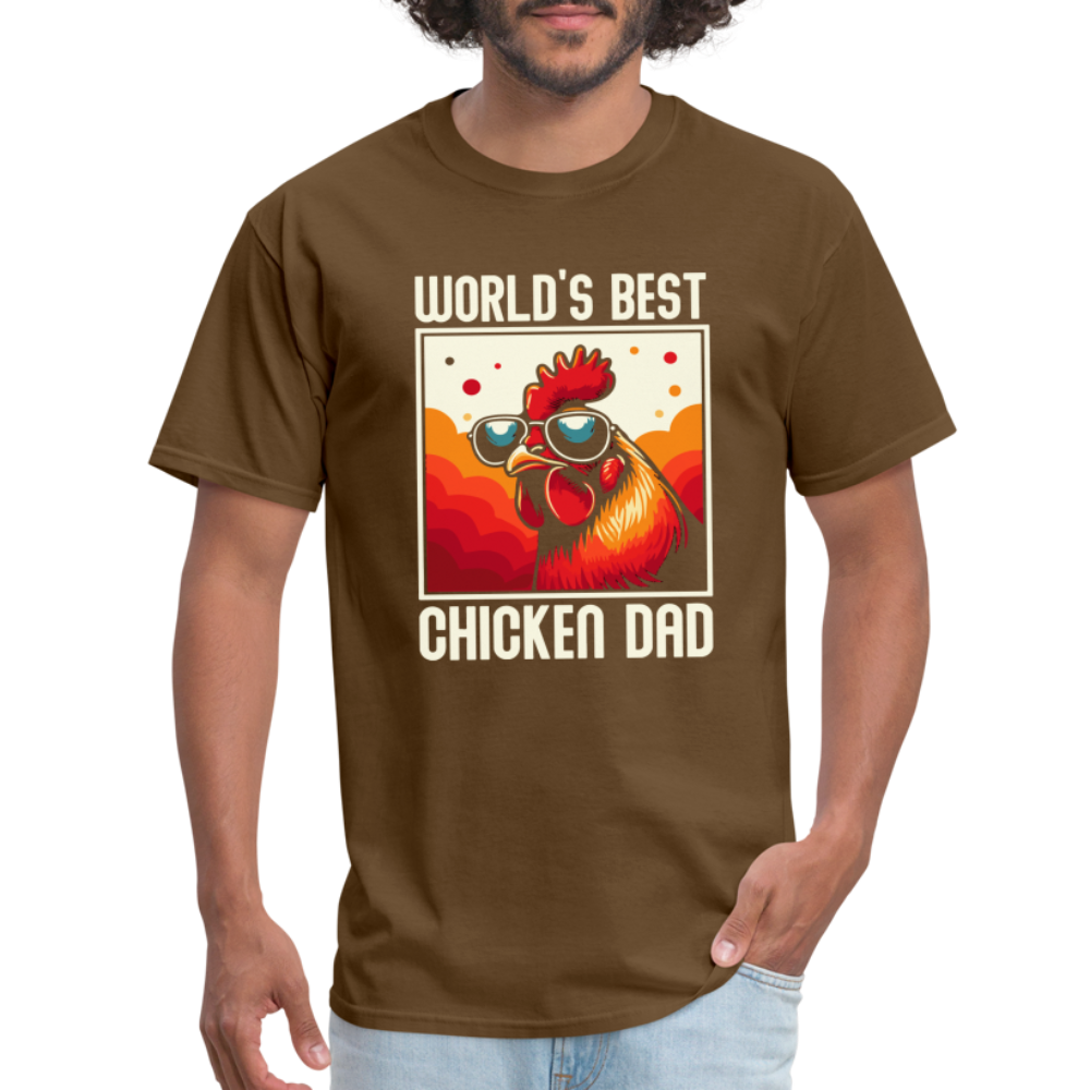 World's Best Chicken Dad T-Shirt (Funny Chicken Tee) - brown