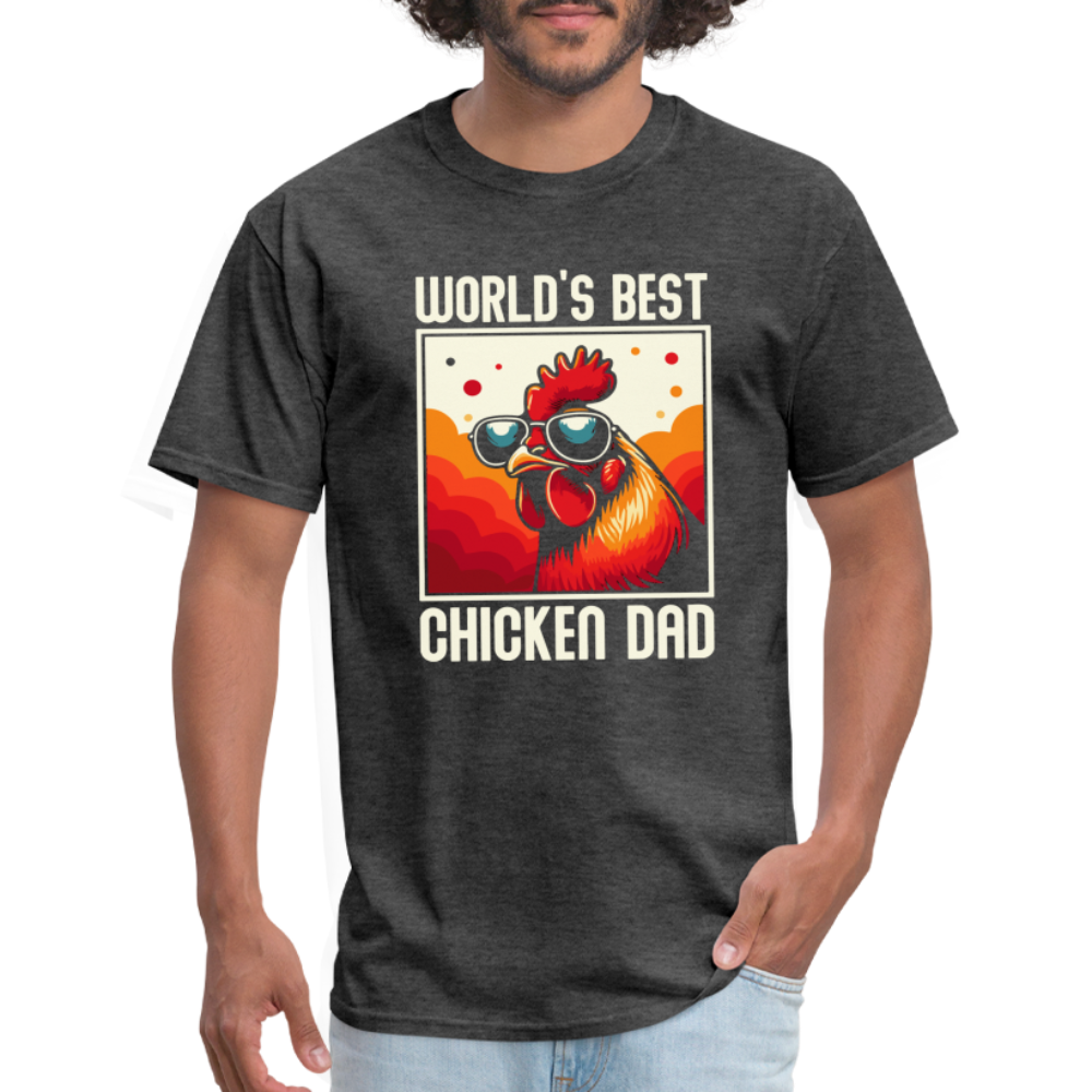 World's Best Chicken Dad T-Shirt (Funny Chicken Tee) - heather black