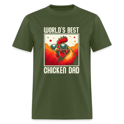 World's Best Chicken Dad T-Shirt (Funny Chicken Tee) - military green