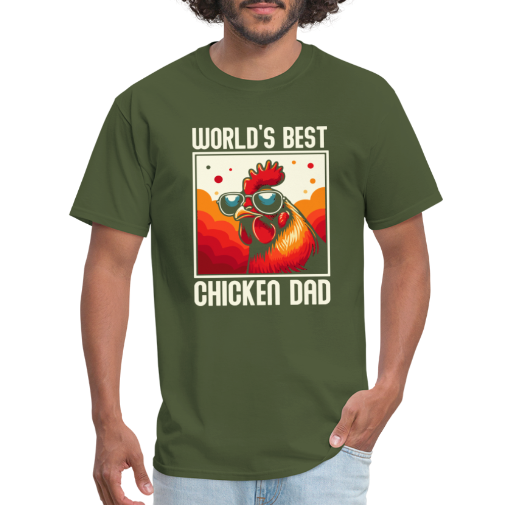 World's Best Chicken Dad T-Shirt (Funny Chicken Tee) - military green