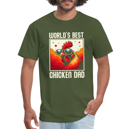 World's Best Chicken Dad T-Shirt (Funny Chicken Tee) - military green