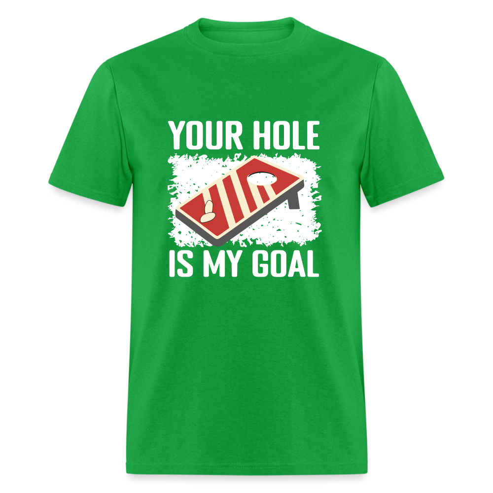 Your Hole Is My Goal T-Shirt (Cornhole Tee) - bright green