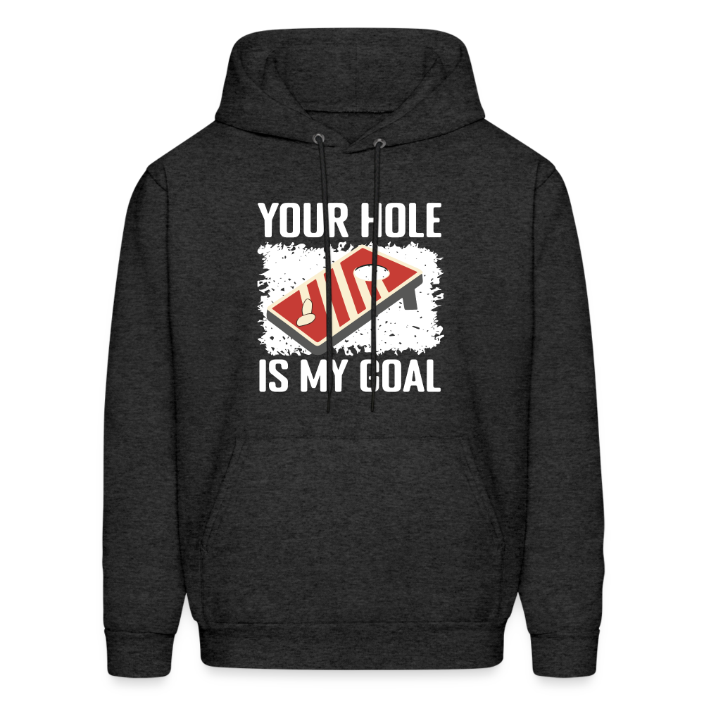 Your Hole Is My Goal Hoodie (Cornhole) - charcoal grey