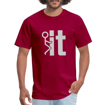 F it T-Shirt (Funny & Carefree Tee) - dark red