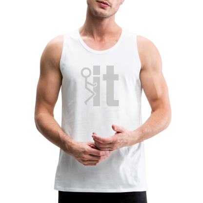 F it Men’s Premium Tank Top (Funny & Carefree) - white