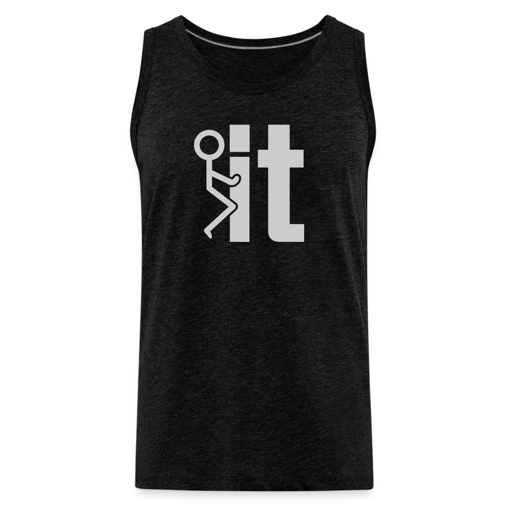 F it Men’s Premium Tank Top (Funny & Carefree) - charcoal grey