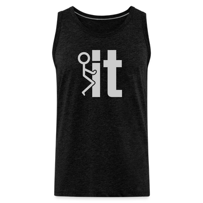 F it Men’s Premium Tank Top (Funny & Carefree) - charcoal grey