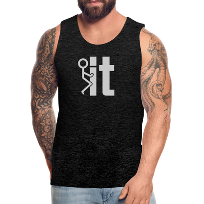 F it Men’s Premium Tank Top (Funny & Carefree) - charcoal grey