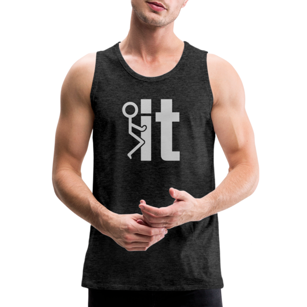 F it Men’s Premium Tank Top (Funny & Carefree) - charcoal grey