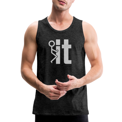 F it Men’s Premium Tank Top (Funny & Carefree) - charcoal grey