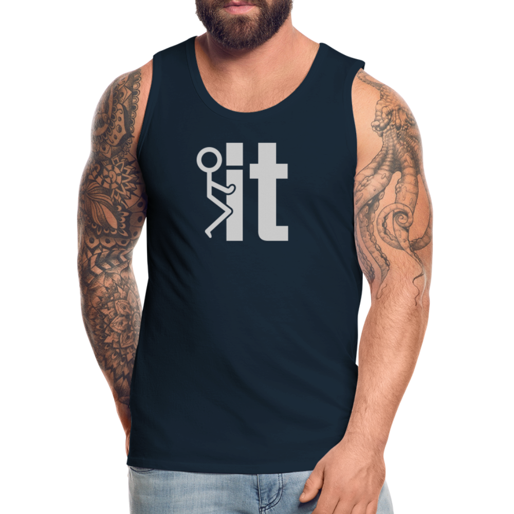 F it Men’s Premium Tank Top (Funny & Carefree) - deep navy