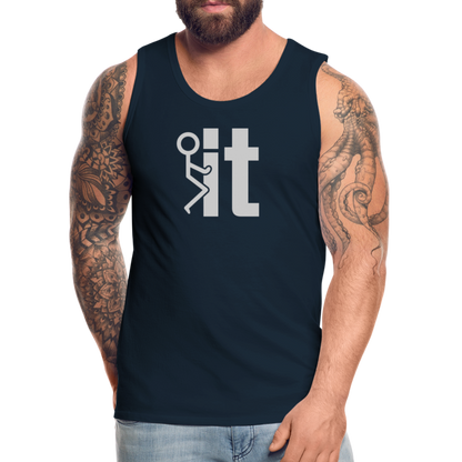 F it Men’s Premium Tank Top (Funny & Carefree) - deep navy