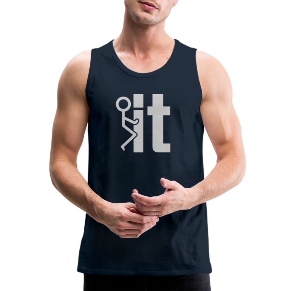 F it Men’s Premium Tank Top (Funny & Carefree) - deep navy