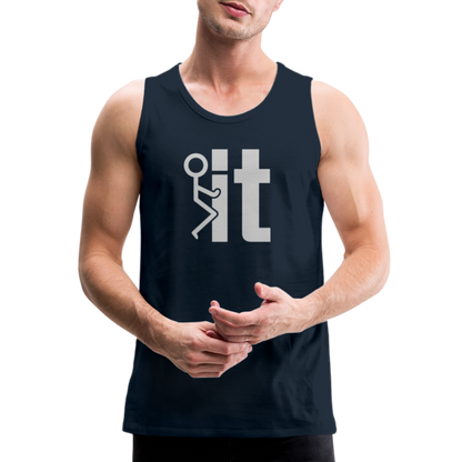 F it Men’s Premium Tank Top (Funny & Carefree) - deep navy